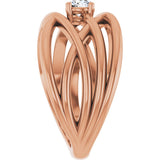 14K Rose Gold 1/4 CT Natural Diamond Criss-Cross Ring 