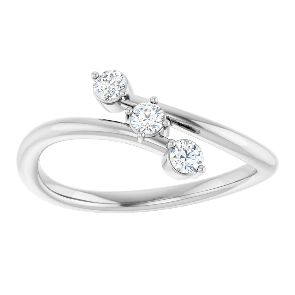 14K White Gold 1/5 CTW Natural Diamond Three-Stone Bypass Ring  