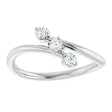 14K White Gold 1/5 CTW Natural Diamond Three-Stone Bypass Ring  