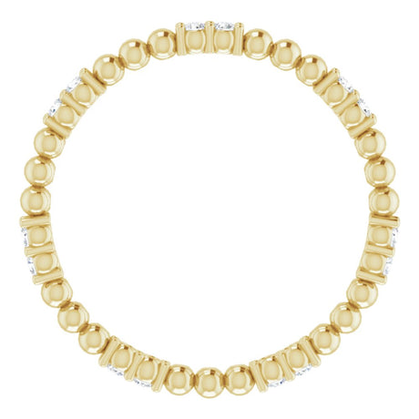 14K Yellow 1/8 CTW Natural Diamond Beaded Eternity Band Size 5.5