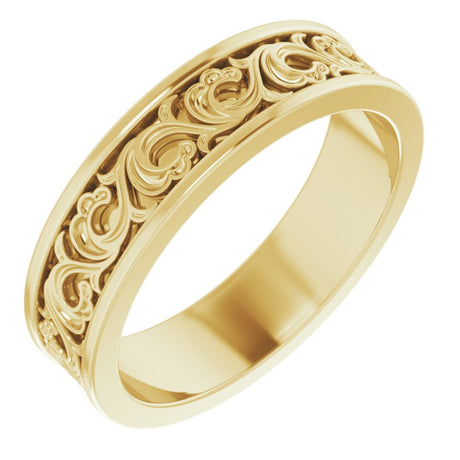 14K Yellow Gold 6 mm Sculptural Flat Band Size 10.5