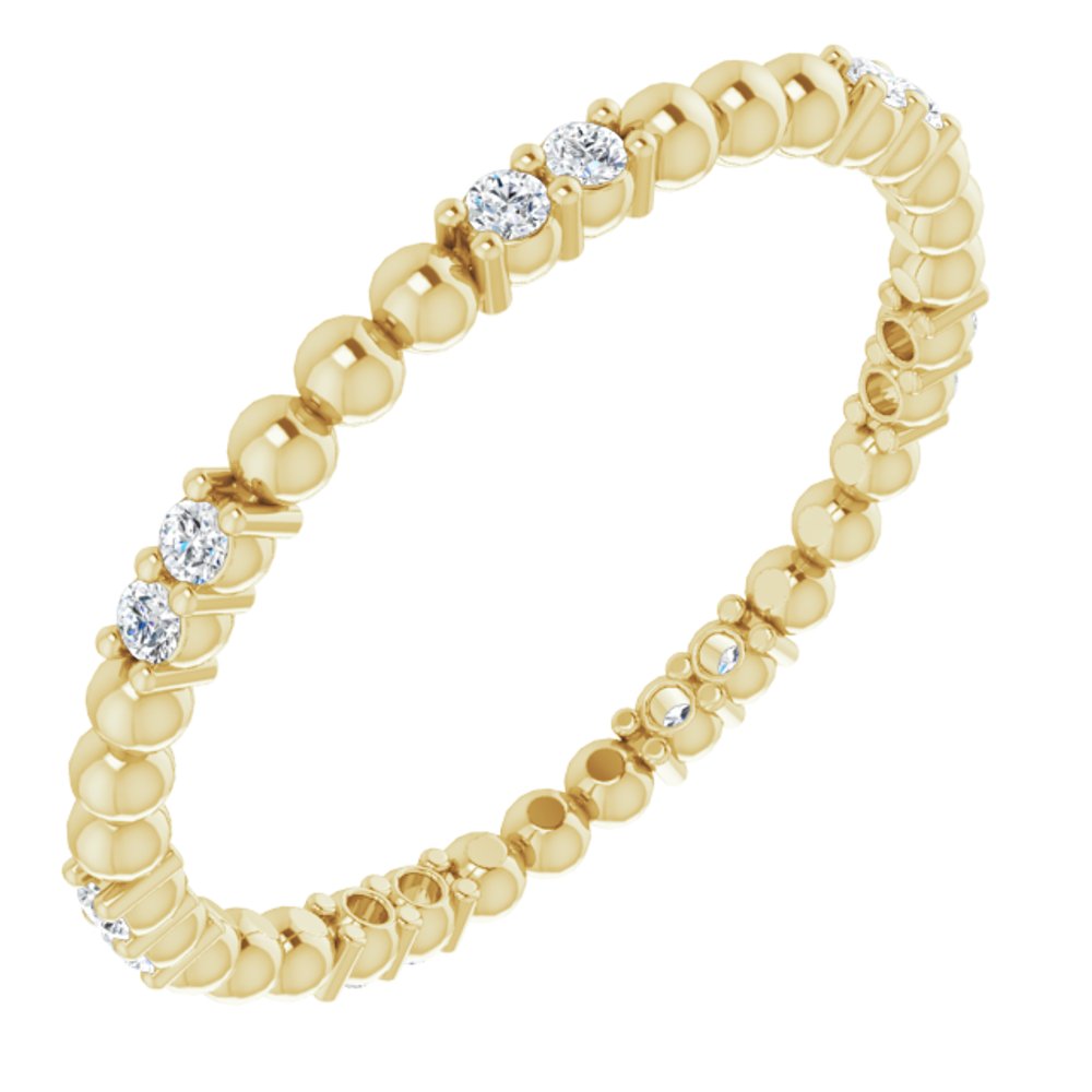 14K Yellow 1/8 CTW Natural Diamond Beaded Eternity Band Size 5.5