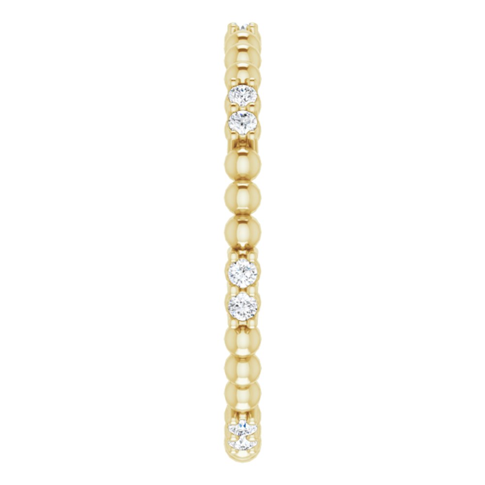 14K Yellow 1/8 CTW Natural Diamond Beaded Eternity Band Size 5.5