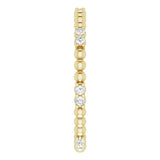 14K Yellow 1/8 CTW Natural Diamond Beaded Eternity Band Size 5.5