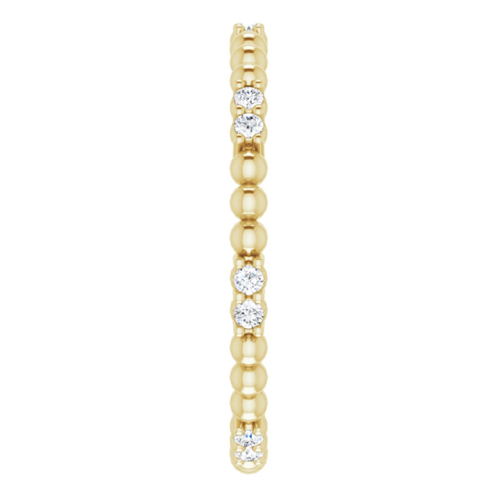 14K Yellow 1/8 CTW Natural Diamond Beaded Eternity Band Size 5.5