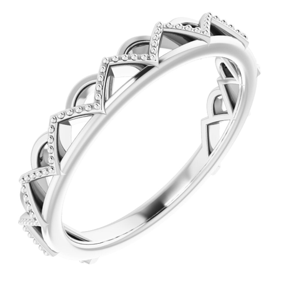 14K White Stackable Crown Ring  