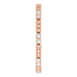 14K Rose 1/8 CTW Natural Diamond Beaded Eternity Band