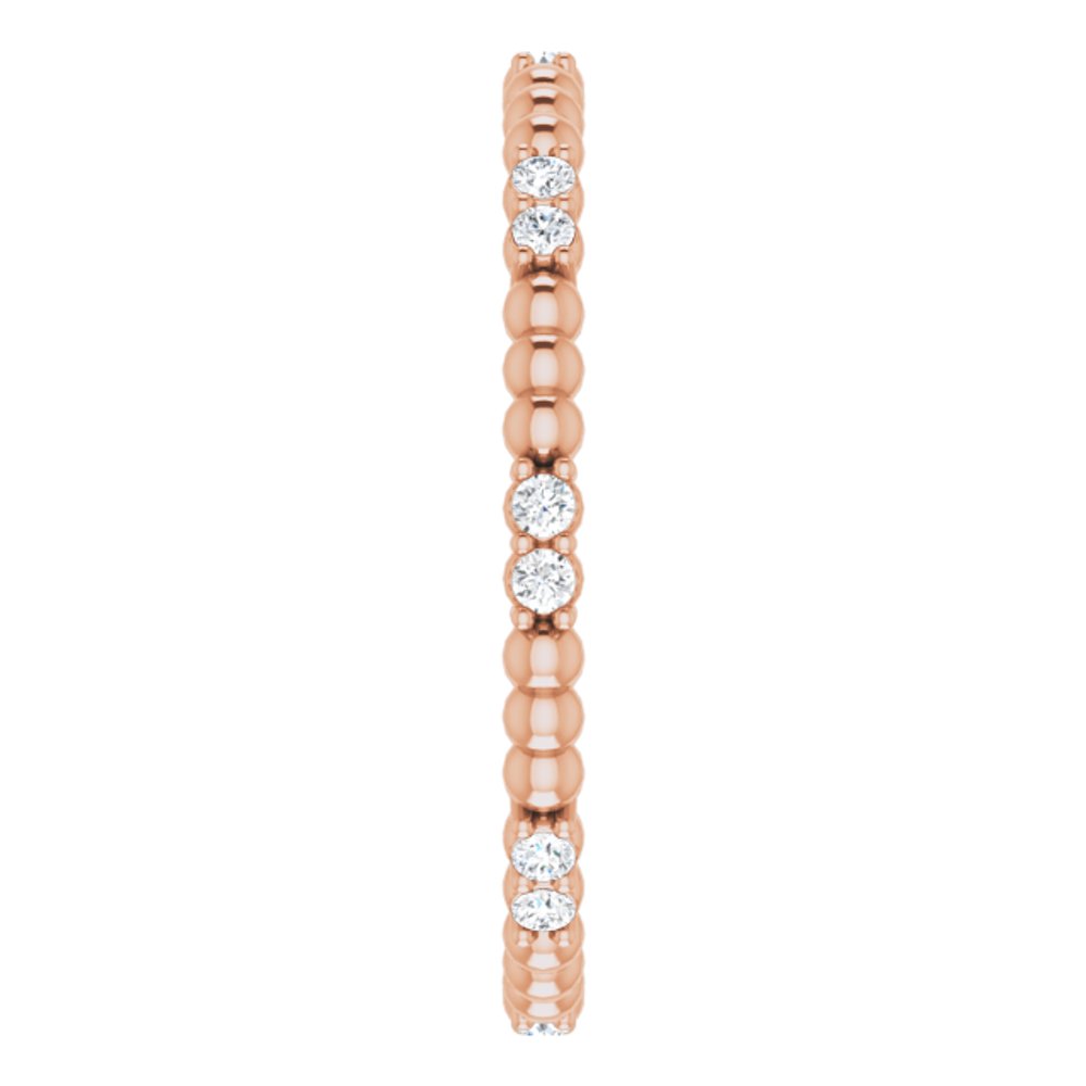 14K Rose 1/8 CTW Natural Diamond Beaded Eternity Band