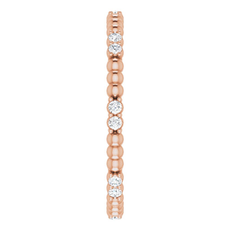 14K Rose 1/8 CTW Natural Diamond Beaded Eternity Band