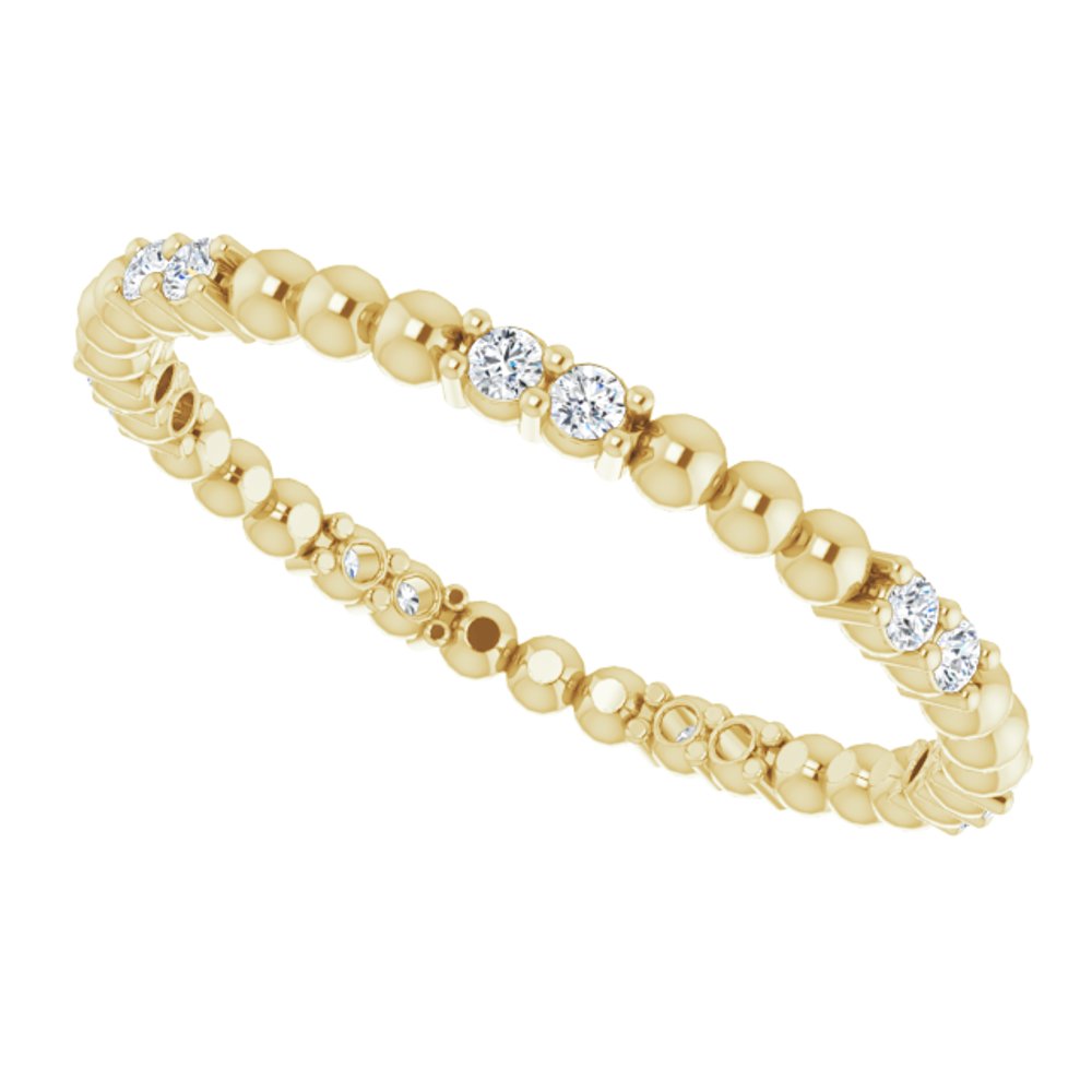 14K Yellow 1/8 CTW Natural Diamond Beaded Eternity Band Size 5.5