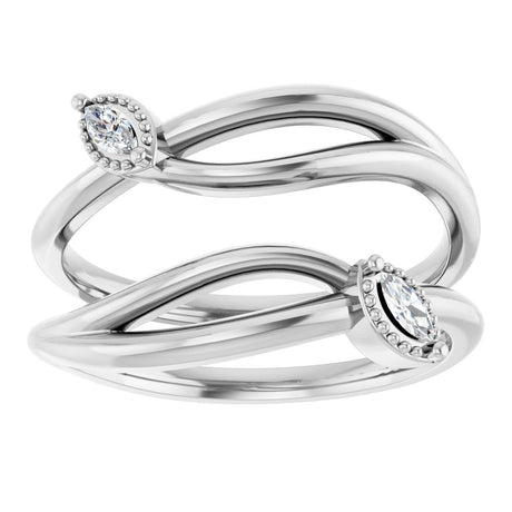 14K White Gold 1/10 CTW Natural Diamond Bypass Ring Guard