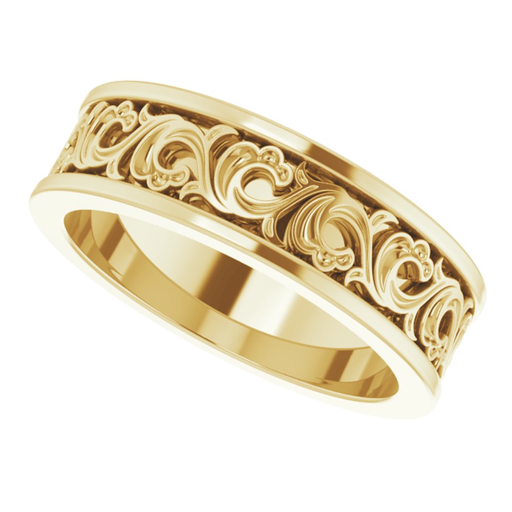 14K Yellow Gold 6 mm Sculptural Flat Band Size 7