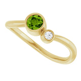 14K Yellow 4 mm Natural Peridot & .03 CT Natural Diamond Ring