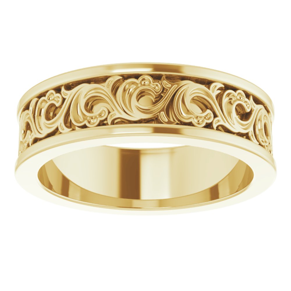14K Yellow Gold 6 mm Sculptural Flat Band Size 7