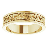 14K Yellow Gold 6 mm Sculptural Flat Band Size 10.5