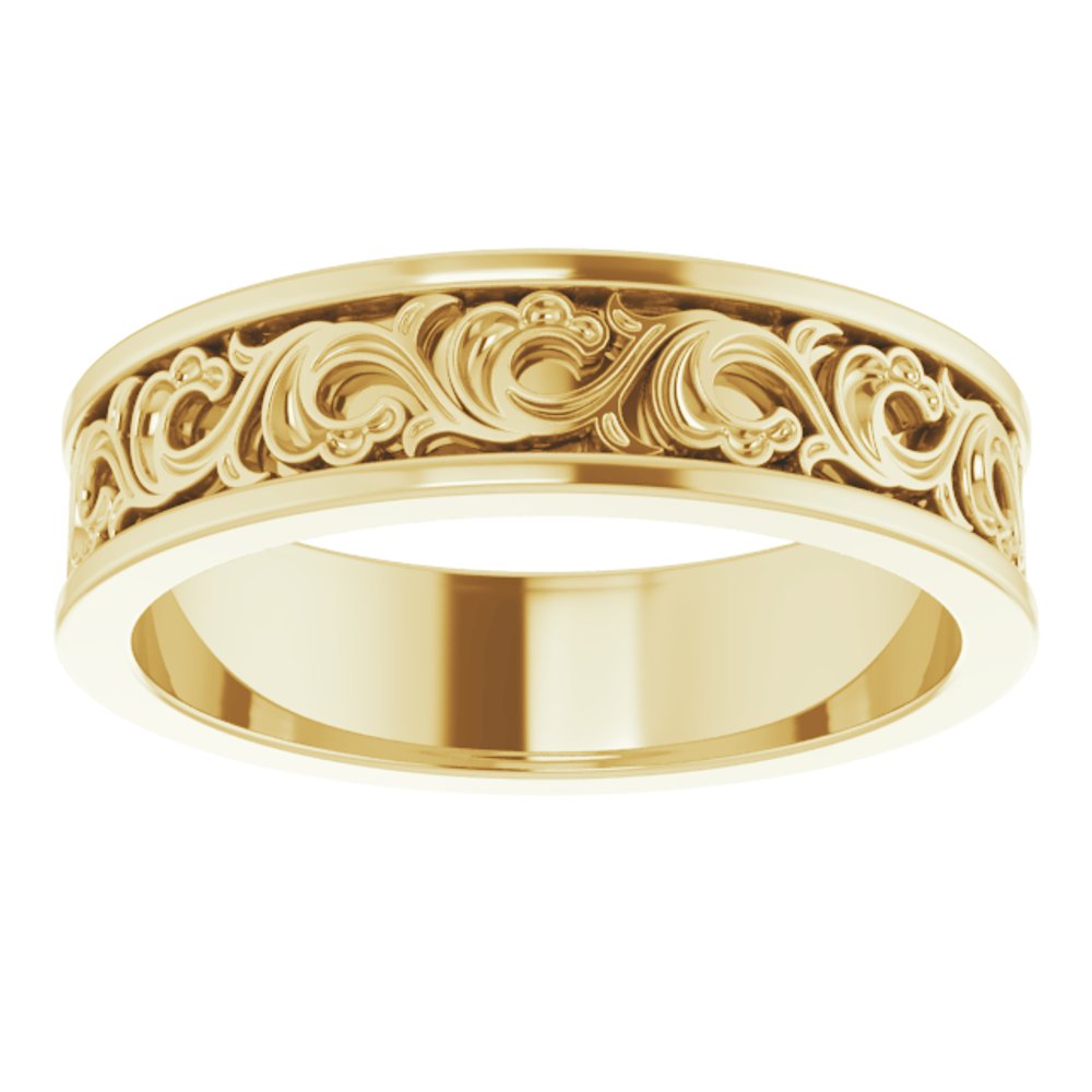 14K Yellow Gold 6 mm Sculptural Flat Band Size 10.5