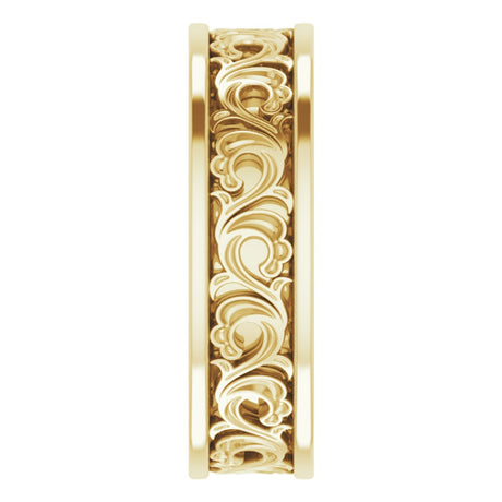14K Yellow Gold 6 mm Sculptural Flat Band Size 7