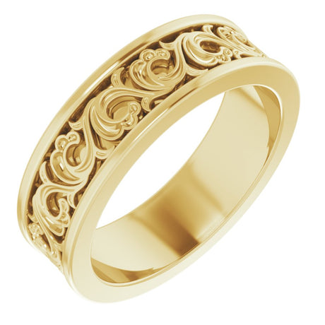14K Yellow Gold 6 mm Sculptural Flat Band Size 7