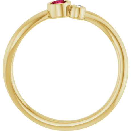 14K Yellow Gold 3 mm Natural Ruby & .015 CT Natural Diamond Ring