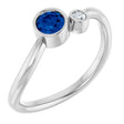 14K White 4 mm Lab-Grown Blue Sapphire & .03 CT Natural Diamond Ring