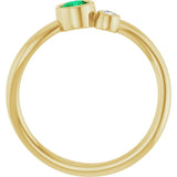 14K Yellow Gold 4 mm Lab-Grown Emerald & .03 CT Natural Diamond Ring
