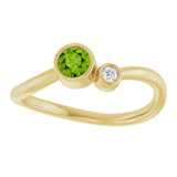 14K Yellow 4 mm Natural Peridot & .03 CT Natural Diamond Ring