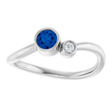 14K White 4 mm Lab-Grown Blue Sapphire & .03 CT Natural Diamond Ring