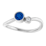 14K White 4 mm Lab-Grown Blue Sapphire & .03 CT Natural Diamond Ring