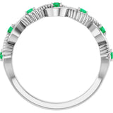 14K White Natural Emerald Stackable Ring