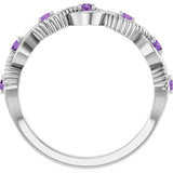 14K White Natural Amethyst Stackable Ring