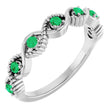 14K White Natural Emerald Stackable Ring