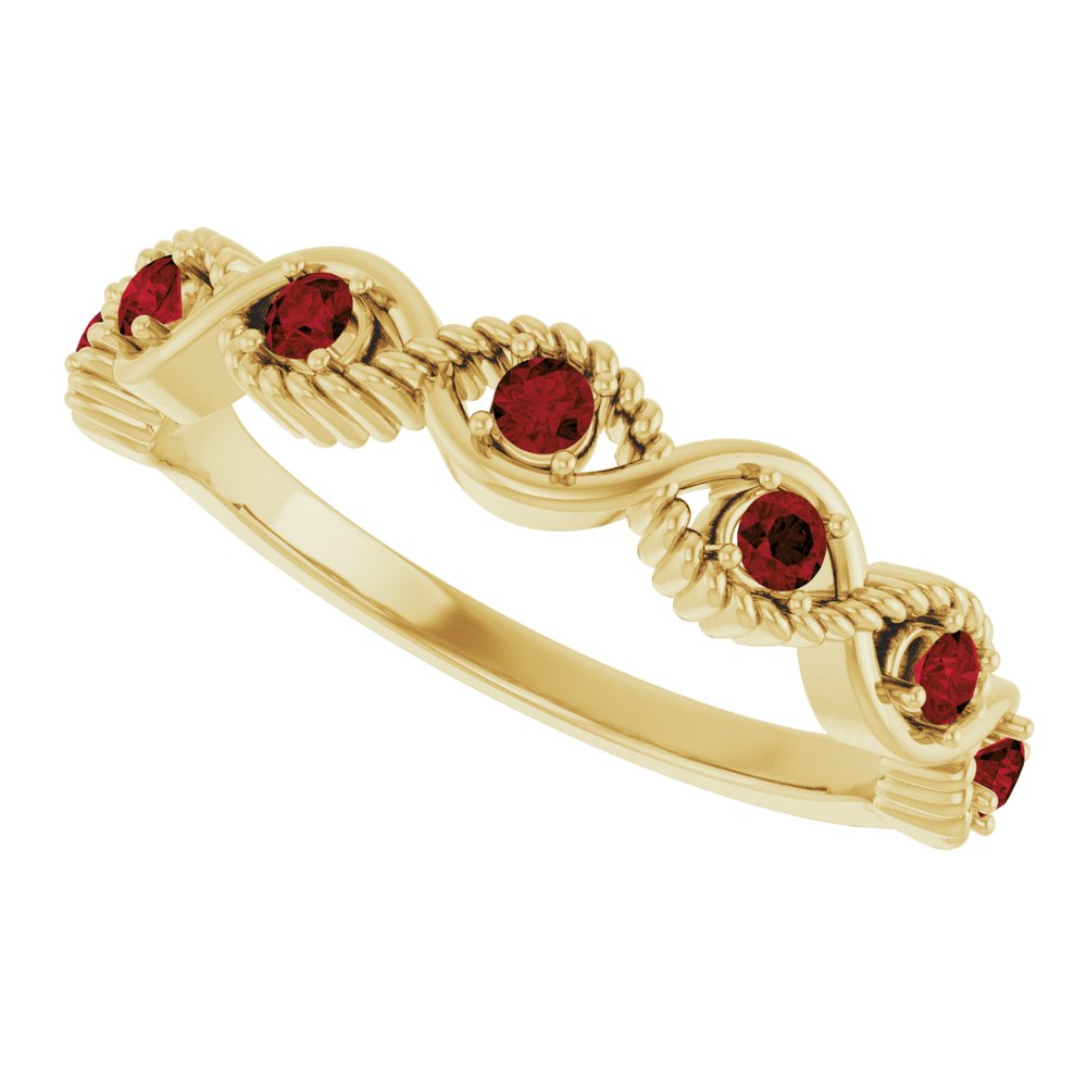 14K Yellow Natural Mozambique Garnet Stackable Ring