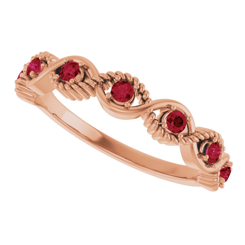 14K Rose Natural Ruby Stackable Ring