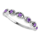 14K White Natural Amethyst Stackable Ring