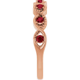 14K Rose Natural Ruby Stackable Ring