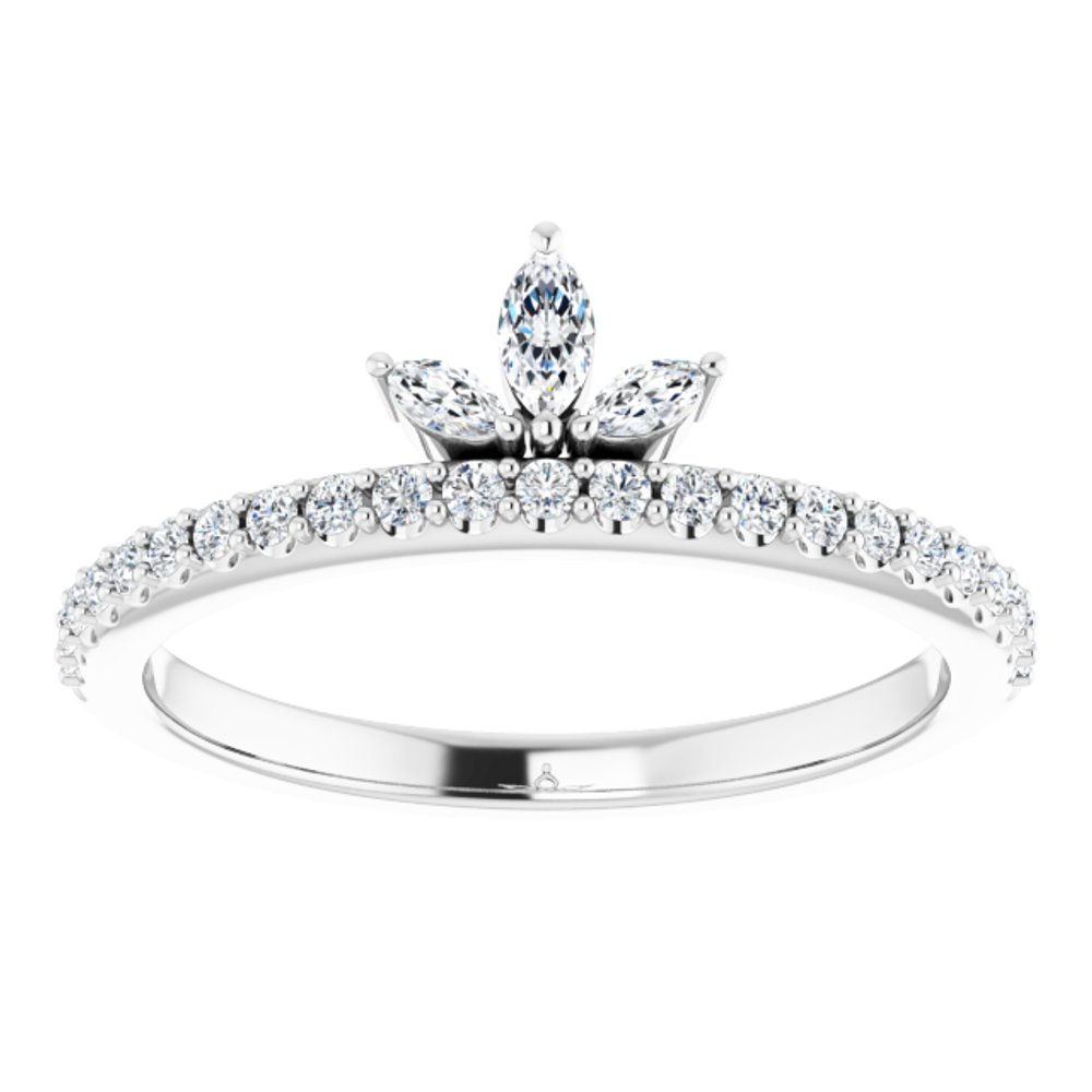 14K White 1/3 CTW Natural Diamond Stackable Crown Ring