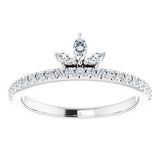 14K White 1/3 CTW Natural Diamond Stackable Crown Ring