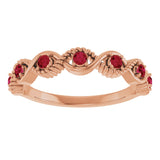 14K Rose Natural Ruby Stackable Ring