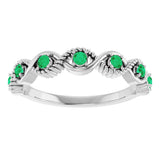 14K White Natural Emerald Stackable Ring