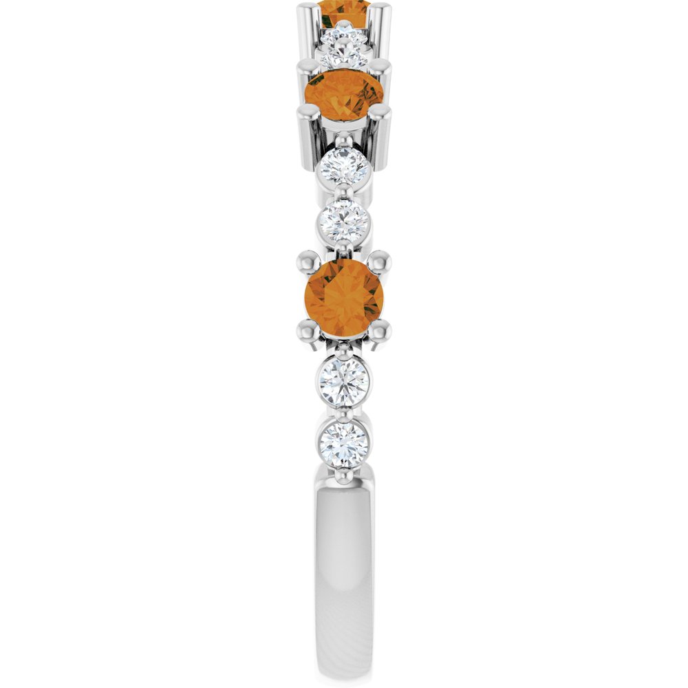 14K White Natural Citrine & 1/6 CTW Natural Diamond Ring