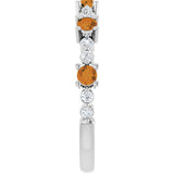 14K White Natural Citrine & 1/6 CTW Natural Diamond Ring