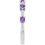 Sterling Silver Natural Amethyst & 1/6 CTW Natural Diamond Ring
