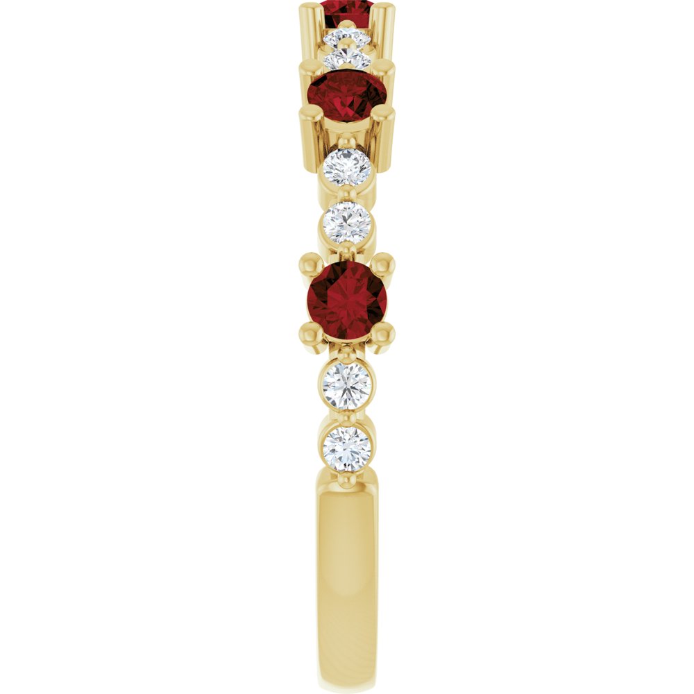 14K Yellow Gold Natural Mozambique Garnet & 1/6 CTW Natural Diamond Ring