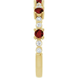 14K Yellow Gold Natural Mozambique Garnet & 1/6 CTW Natural Diamond Ring