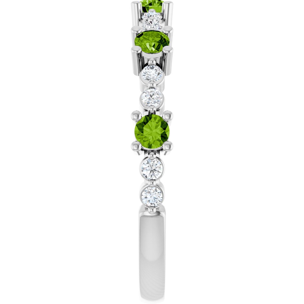 14K White Natural Peridot & 1/6 CTW Natural Diamond Ring