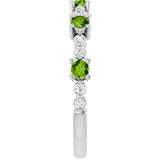 14K White Natural Peridot & 1/6 CTW Natural Diamond Ring