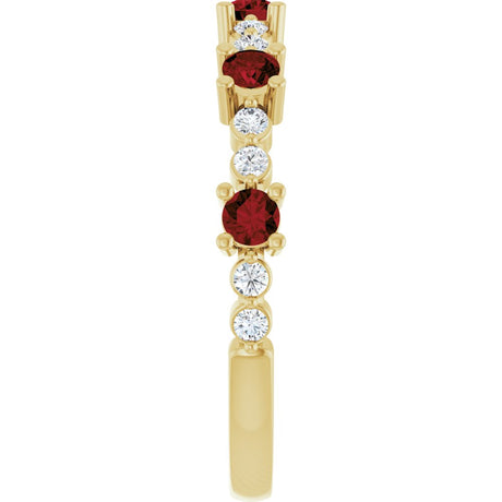 14K Yellow Gold Natural Mozambique Garnet & 1/6 CTW Natural Diamond Ring