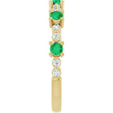 14K Yellow Natural Emerald & 1/6 CTW Natural Diamond Ring