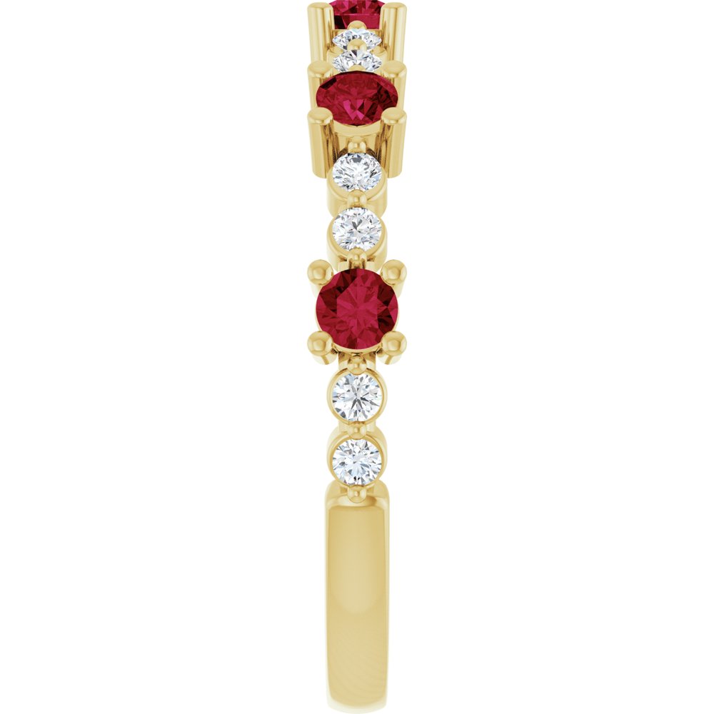 14K Yellow Gold Lab-Grown Ruby & 1/6 CTW Natural Diamond Ring