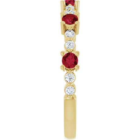 14K Yellow Gold Lab-Grown Ruby & 1/6 CTW Natural Diamond Ring